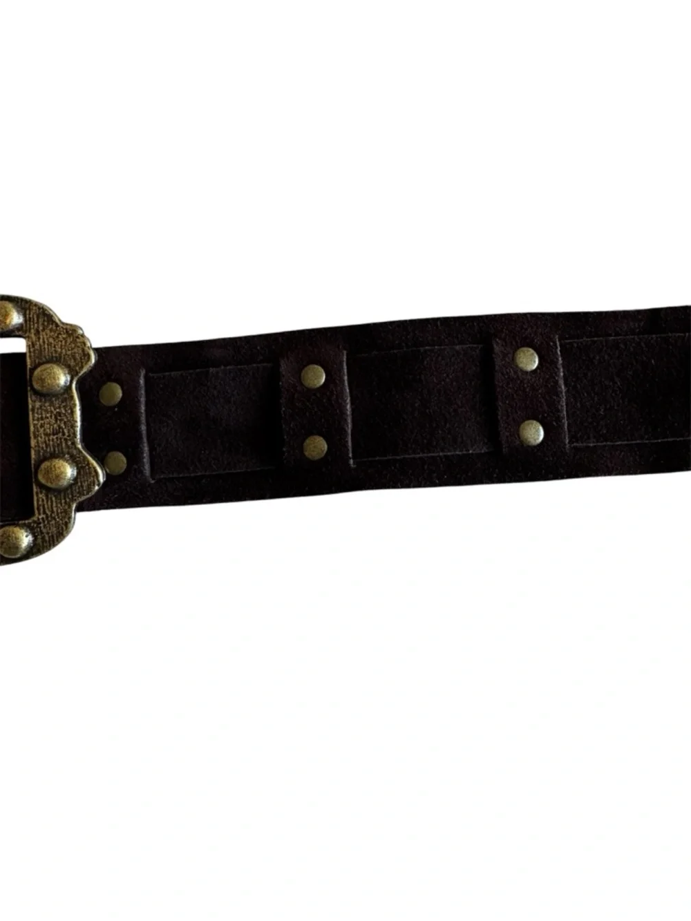 Neiman Marcus Brown Suede Leather Studded Statement Belt NWT Women M Western